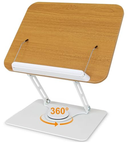Buchständer zum Lesen Kochbuchständer Buchhalter mit 360° drehbarer Basis Seitenclips Buchständer für Rezeptbuch Kochbuch Notenblätter Laptop Zeichentablett