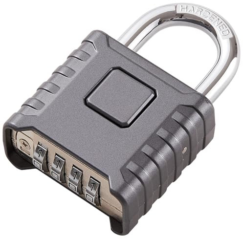 disecu Large Heavy Duty Combination Lock, One Touch Unlocking, 4 Digit Outdoor Waterproof Padlock for School Gym Locker, Fence, Toolbox, Gate, Hasp Storage (Grey)