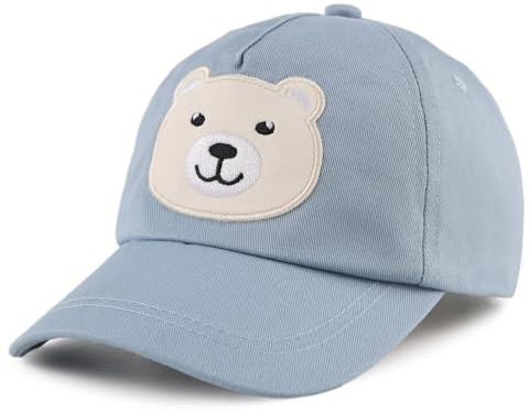 XIAOHAWANG Baseball cap Bambini Berretto da Baseball Estivo Cappellino Visiera Regolabile per Ragazze dei Ragazzi Cappello di Protezione UV per 2-10 Anni (Blu Orso, 6-24 Mesi)