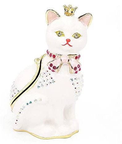 NESPIQ Contenitore Per Gioielli Portagioielli Portagioielli Cute Cat Queen Portagioie Piccolo Portagioie In Metallo In Lega Di Latta Con Decorazioni Di Strass Scatola Portagioielli Di Grande Capacità