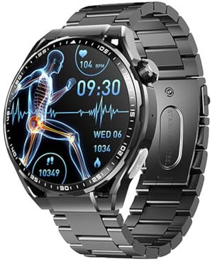GFPHBJ Montre Connectée Homme Écran HD De 1,55 Appel Bluetooth Traqueur De Fitness Surveillance De La Santé IP67 Étanche Pédomètre Smartwatch pour iOS/Android,F