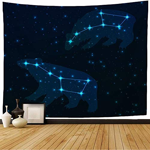 Wandteppich Blaues Astrologisches Sternbild Großer Bär Wissenschaft Tier Astrologie Astronomische Astronomie Bär Wandtuch Weiches Wand Dekoration Waschbar Wandteppiche Für Wohnzimmer 130x152cm