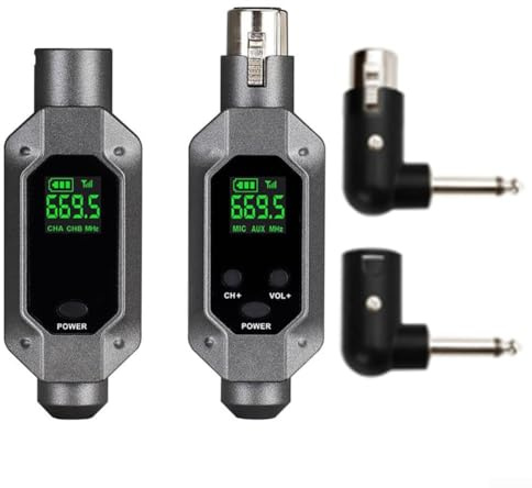 Transmetteur récepteur de microphone sans fil portable – Convertisseur de microphone sans fil XLR, pour microphone dynamique, 12 x 4,9 cm (1 en 1)