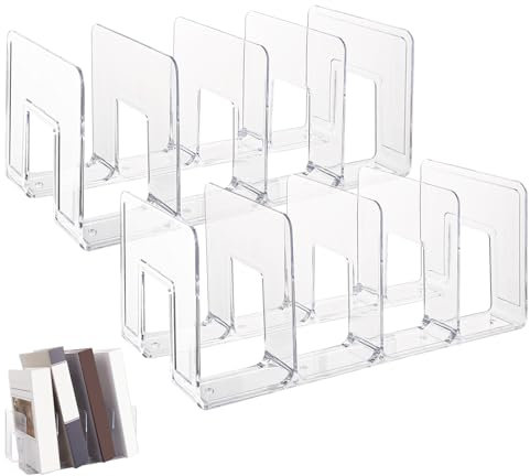 ASelected 2 Pack Acrylic Magazine Holder,4 Slots Clear Multifunctional Desktop File Sorter Organizer,Thick Rack Bookshelf Book Holder for Bottle,Kitchen Organizer,Handbag Divider,Purse Stand Rack