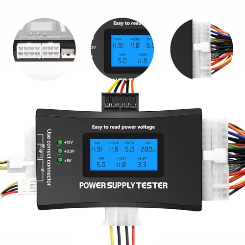 Netzteil Tester für PC,ATX Netzteil Tester,QIQIAZI 1,8 LCD Computer-PC Power Supply Tester für ATX/ITX/IDE/HDD/SATA/BYI-Anschlüsse Netzteiltester,Digitaler LCD-Bildschirm