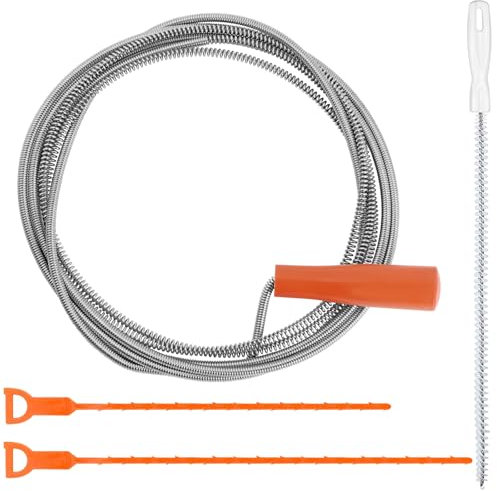 REJOECE Sonda Sturatubi Professionale 5M*6mm, Stura Lavandini e Scarichi, Gancio per la Pulizia Della Fogna lavello Cucina, Sturalavandino Molla Sturatubi, Coclea Di Drenaggio-per pulire le tubature
