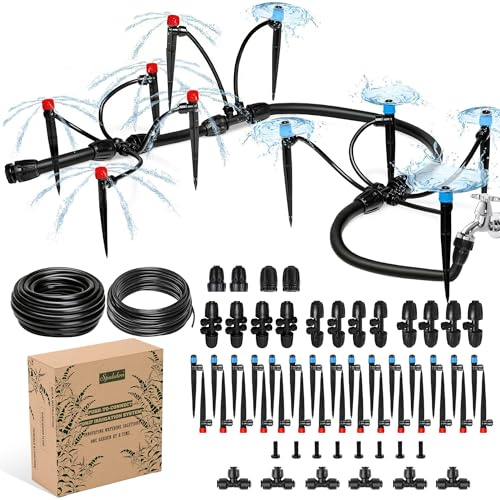 Push-to-Connect Drip Irrigation System Kit, Complete Premium Garden Watering System with 50FT 1/2 Mainline, Leak-Resistant Quick Connect Fittings, Adjustable Drip Emitters for Raised Beds, Greenhouse