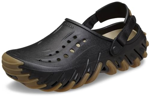 Crocs Unisex-Adult Echo RO Clog, Adjustable Clogs with Rubber Outsole, LiteRide Footbed, Black, 9 Women/7 Men