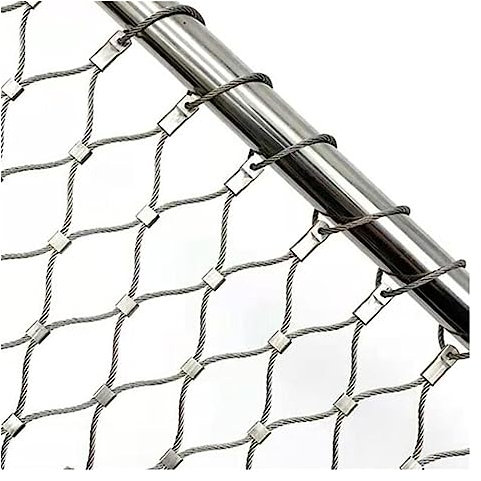 VXHCS Flexibles Seil-Geländer-Netz, Tierbarriere 6cm/2mm Beweglicher Begrenzungszaun Ohne Strom 304 Edelstahl-Seilnetz (2.5x12m)