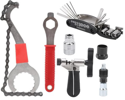 Illkjasfc Juego de herramientas de reparación de bicicletas, llave de extracción de volante, rompecadenas, herramienta de mantenimiento para bicicleta, accesorios de bicicleta, duradero
