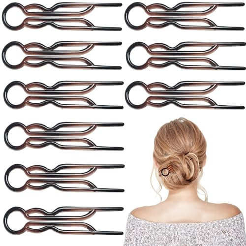 10Pcs French Twist Hairpin Hair Pin, French Twist Hair Pin, French Hairs Fork Lightweight Bobby Pins Brown Hairpin Elegant U Shaped Hairpins, Hair Bun Pins Hairpins for Women