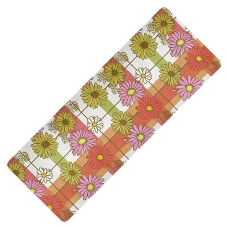 Tapis de yoga imprimé coloré motif marguerite à carreaux pour homme, caoutchouc naturel antidérapant, avec sac de yoga pour tapis tapete para ejercicio 180,3 x 66 cm