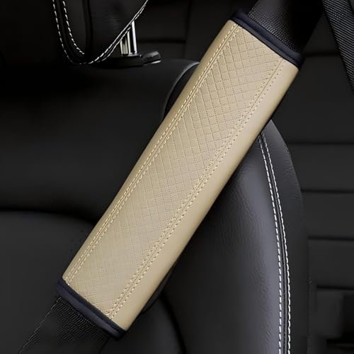 Ybbpazd 2 Stück Gurtpolster Auto für VW Golf 8 Variant/Golf Variant R Wagon 2000-2023 2024, Schulter Weicher Bequemer Auto Sicherheitsgurt Bezüge, rutschfest Atmungsaktiv, Auto Zubehör,Beige