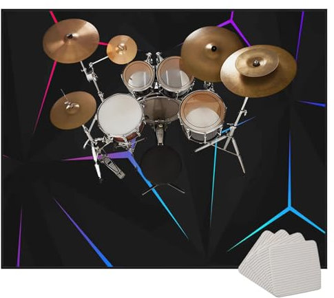 Schlagzeug Teppich Drum Teppich Schallschutz Akustik Teppich rutschfeste Trommel Teppiche Quadratische Schallschutzdecke Für Bass Drum Snare Schlagzeug Matte schalldichte Teppichpolster 200 x 180 cm