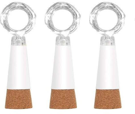 leegoal LED Cork Bottle Lights, Waterproof Rechargeable USB String Fairy Lights with 20 LED, Great for DIY Party Christmas Decoration(Cool White, 3 Pack)