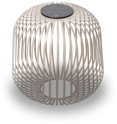 LUUK Studio Moderne Solarlampe, Kabellos, Windlicht, USB-C, Nomad Braun, L | LED Gartenleuchte, Großes Windlicht für draußen, Balkonlicht, wetterfeste IP65, Designleuchte & minimalistische Deko