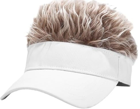 LXOrdora Mens Visor Hat Spiked Wig Novelty Baseball Golf Cap with Fake Hair | Adjustable baseball golf cap style, fake hair design, party, costume, sport event, funny hat for men