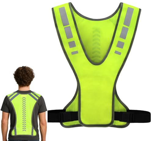 1PCS Hi Vis Running Vest With Phone Pocket, Hi Vis Vest, High Visibility Running Gears, Reflective Jacket, Unisex Adjustable Breathable Reflectors Clothing, Perfect for Cycling Jogging at Night