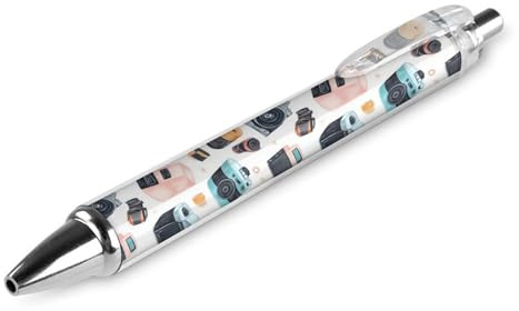 GVYGVY Lot de 1 stylo à bille noir – Stylo à bille vintage avec impression de film d'appareil photo 0,5 mm pour journal, stylo à bille à encre fine pour l'écriture, le bureau et les fournitures
