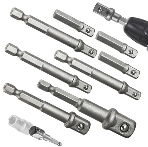 8 Pezzi Adattatore Bussole per Avvitatore Adattatore Esagonale da 1/2 1/4 e 3/8 Collegare Chiavi Dinamometriche Chiavi a Bussola Ruote a Cricchetto Trapani Punte Precise per Trapano