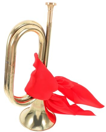 TOPBATHY Kupfer Signalhorn mit Stoffbezug Einfach zu Bedienen Kraftvoller Klang Blasinstrument für Schulband und Anfänger in Musikperformance