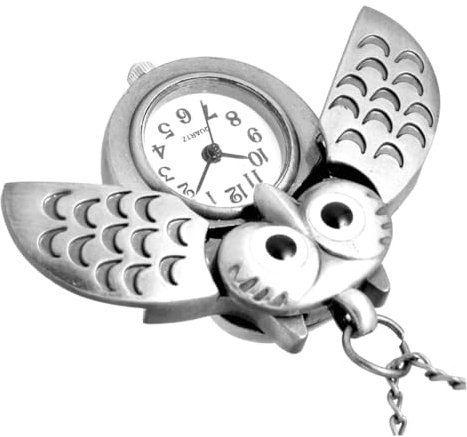 HEMOTON Hübsche Eulen Taschenuhr aus Legierung mit Quarz, Silber | Retro Form, Dekorativ und Kreativ Gestaltet, Geschenk für Freunde und Familie