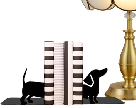 Sujetalibros, topes de perro negro con carcasa de metal, tope de libros para escritorio, bonito diseño de animales, función antideslizante estable, herramienta de estantería, accesorios de