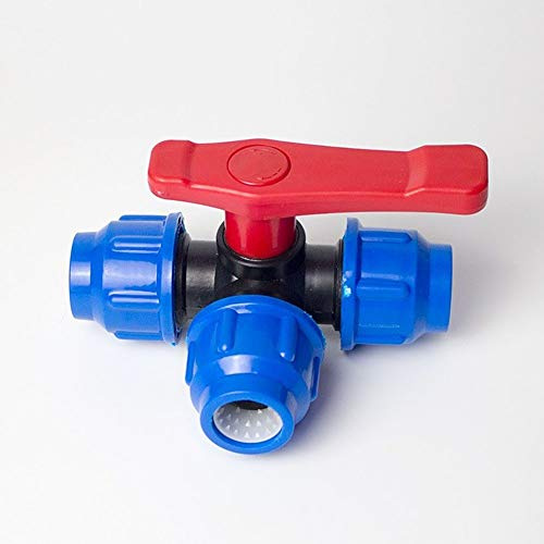 Vanne à bille en PVC, raccord de vanne FA 1PC Té Union pivotant 1/2 3/4 1 1,2,5 Raccord rapide for tuyau d'eau en plastique à trois voies avec vanne et interrupteur(0.75 Inch)