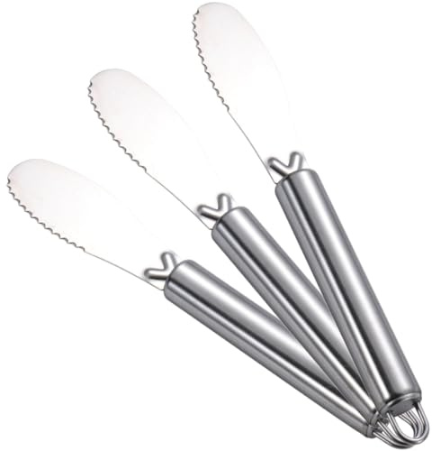MAGICLULU 3 Pièces Couteaux à Beurre en Acier Inoxydable Étaleur à Fromage Racloir à Confiture Lame Lisse pour Tartiner Beurre Fromage Gâteau – Outil Portable la Cuisine Sandwichs et