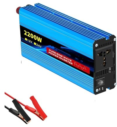 Transformateur Convertisseur Puissance À Onde Sinusoïdale 1600W/10000W 12V/24V CC vers 220V/110V CA Tension 50/60Hz Transformateur Solaire Voiture avec Écran LED(24V60HZ,2200W)