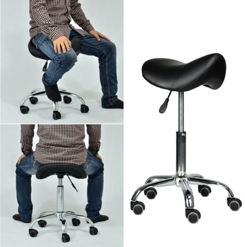 Ergonomisk sadelpall med hjul för professionella stillasittande, anti-trötthet kontor och salongsstol