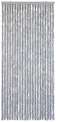 WOHNWOHL® Flauschvorhang (90x200 cm) • Wohnwagen Türvorhang • Fliegenschutz Balkontür • Insektenschutz Vorhang • Fadenvorhang Tür • Sichtschutz Wohnmobil • Farbe: Grau