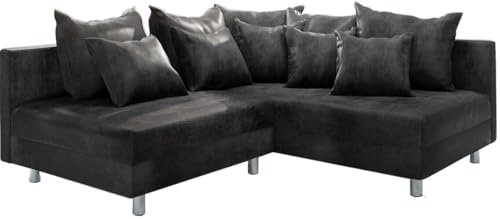 DELIFE Eckcouch Clovis Anthrazit Antik Optik Ottomane Rechts Ecksofa Modulsofa