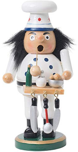 OBC Räuchermännchen Koch weiß, 15 cm, Dekofigur handbemalt im Kunsthandwerks-Stil Räuchermann/Räucherfigur aus Holz