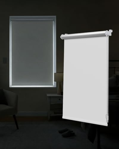 Victoria M. Tenebra Tenda a Rullo Termica Oscurante, Rivestimento Isolante, Montaggio con e senza Fori, Avvolgibile, Bianco, 55 cm x 220 cm (Larghezza x Altezza)