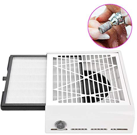 Aspirateur à Ongles Professionnel 40W Faible Bruit Aspirateur à Manucure Ongles Puissant Ventilateur Collecteur de Poussière d'Ongles DIY Nails Art Salon Manucure Pédicure Outils Blanc