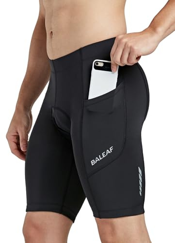 baleaf Men's Bike Shorts 3D Padded Cycling Road Biking Bicycle Riding Clothes Pockets UPF 50+ MTB Accessories Tights Black XL
