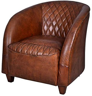 Exklusiver Französischer Art Deco Clubsessel aus dickem Echtleder (handgefärbt & veredelt) – Massiver Holzrahmen – Vintage Look – Zeitloser Klassiker der Wilden 20er Jahre ovl010 Palazzo Exklusiv