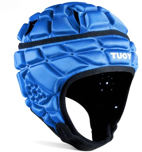 TUOY Football Helmet for Youth & Adult, Breathable Soft-Shell Padded Headgear, Adjustable Head Protector for 7v7 Rugby, Flag Football and Contact Sports