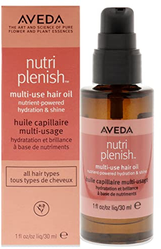 Aveda Nutriplenish Multi-Use Hair Oil | Pre-Shampoo Treatment, Styling, Overnight Oil, Leave-In Treatment | Hydrating Hair Oil | 100% Naturally Derived*, 1 Fl Oz