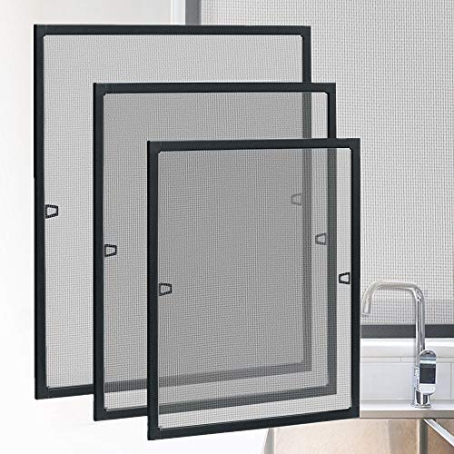 HENGMEI Zanzariera per finestra, zanzariera per finestre con telaio in alluminio, non è necessario forare le pareti, 120 x 140 cm, colore: antracite