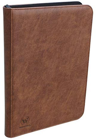 WINTRA 504 Pockets Classical Brown leather Card Binder, Premium 9-Pocket Trading Card Collectors Album, Side Load Card Holder for Various Trading Cards (Brown)