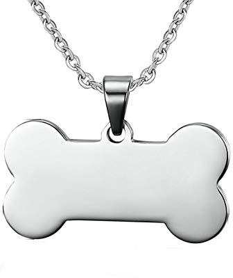 KnSam Edelstahl Halskette Hundeknochen geformt Silber Halskette