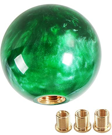 YIUIY Round Ball Shift Knob Universal Marble Style Gear Shift Knob 5 6 Speed for Manual Automatic Vehicles with Adapters (Green)