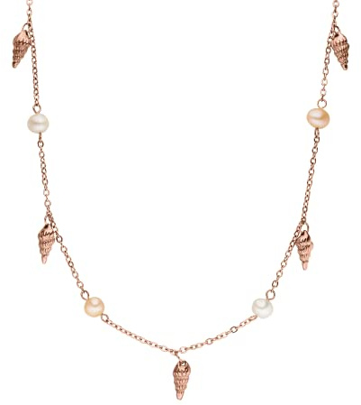 Purelei Akala Kette – Edler Schmuck mit Muschelanhängern & echten Süßwasserperlen, perfekt kombinierbar (Rosegold)