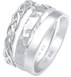 Elli Ring Damen Band 3er Set Geflochten in 925 Sterling Silber