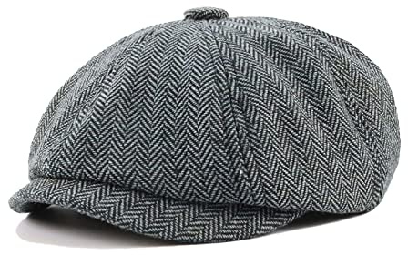 Herr skjutmössa Newsboy basker, fiskben Peaky Blinders mössa, basker keps varm män Gatsby jakt mössor bakerboy skärmmössa, A# Grau, L