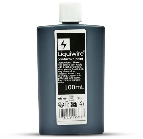 Liquiwire Leitfähige Farbe 100-ml - Wasserbasierte Carbonbeschichtung für Gitarrenabschirmung, PCB & Fernbedienungsreparatur - Mattschwarz - EMI/HF-Abschirmung