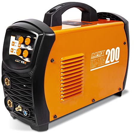 Impax 200A TIG Welder - Orange, Reliable TIG Welder with 20-200A Welding Current, 2.4mm Wire Diameter, 30% Duty Cycle at 200A