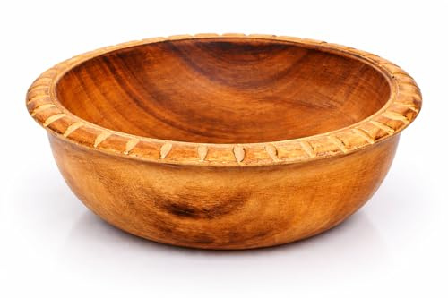 Handmade Wooden Snack Serving & Key Bowl, Decorative Countertop, 6 x 2 Inch | Perfect for chips, nuts, candy, cookies, dried fruit, coins & everyday accessories, durable, easy-clean, coffee table décor
